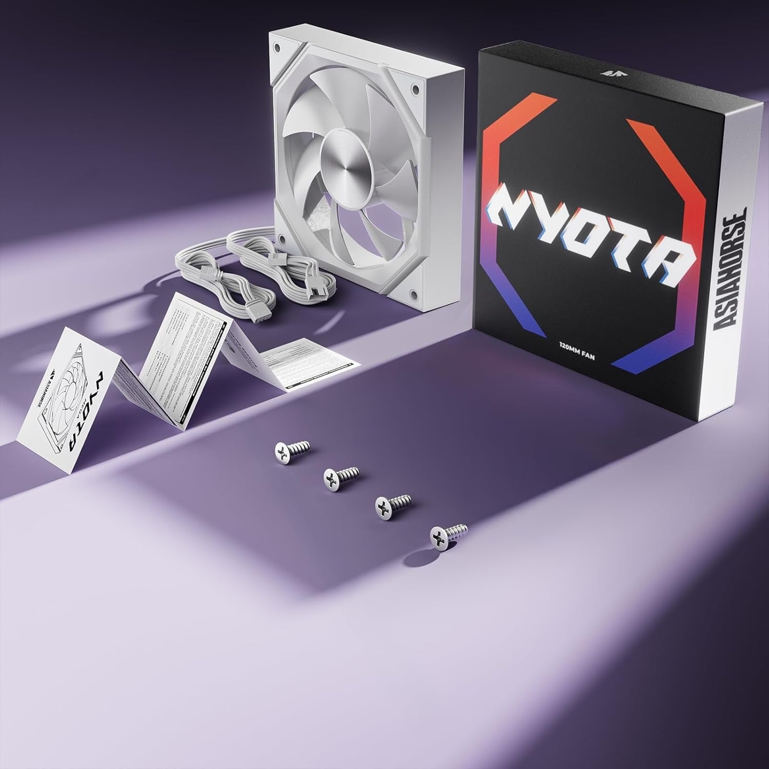 Asiahorse Nyota MEGA 140mm Case Fan with Efficient Cooling, ARGB Fan Lighting, 800-2000RPM Speed Control, and Whisper-Quiet Operation Under 29 dB, Unique Design for PC