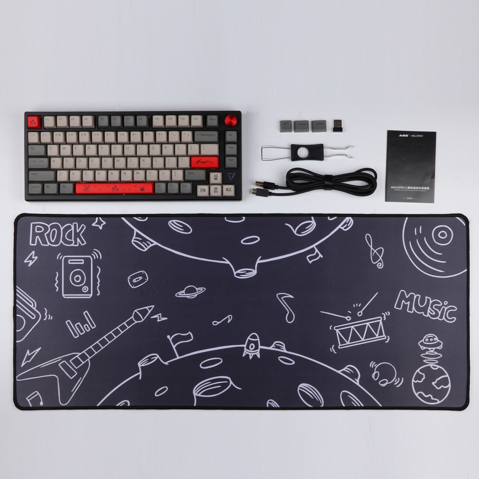 Ajazz AK816 Pro Wireless Mechanical 75% Full RGB + Rotary Knob 81 Keys Keyboard