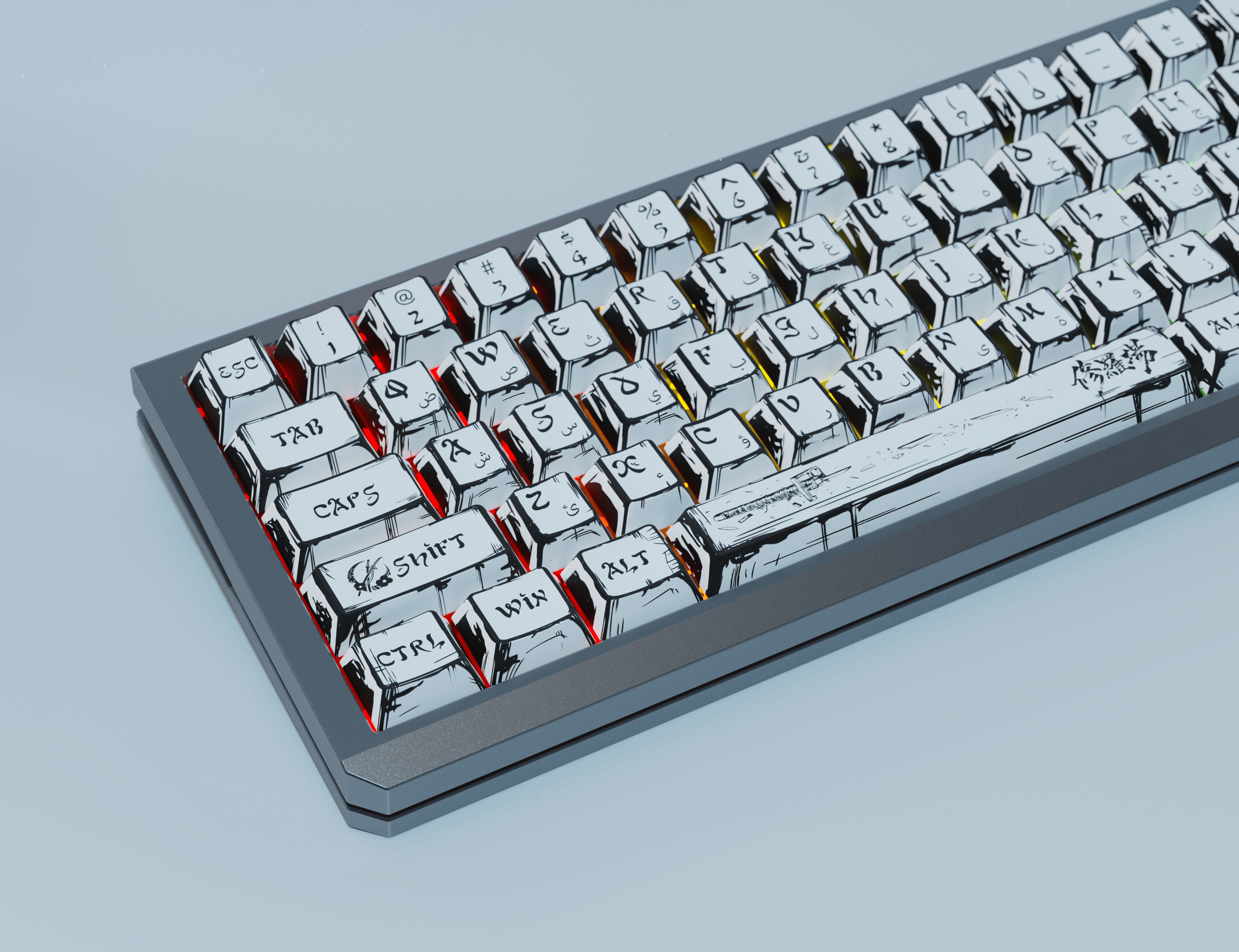 اصدار محدود ٣٠/٣٠ Keebz Lab Warrior Awakening Arabic Cherry 144 Keys PBT Keycaps