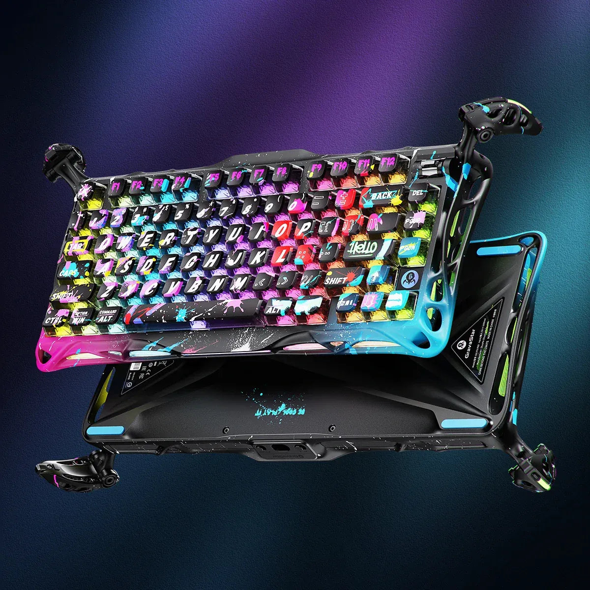 Gravastar Mercury V75 Pro Special Edition - Neon Graffiti 8KHz Magnetic Aluminum Gaming Keyboard