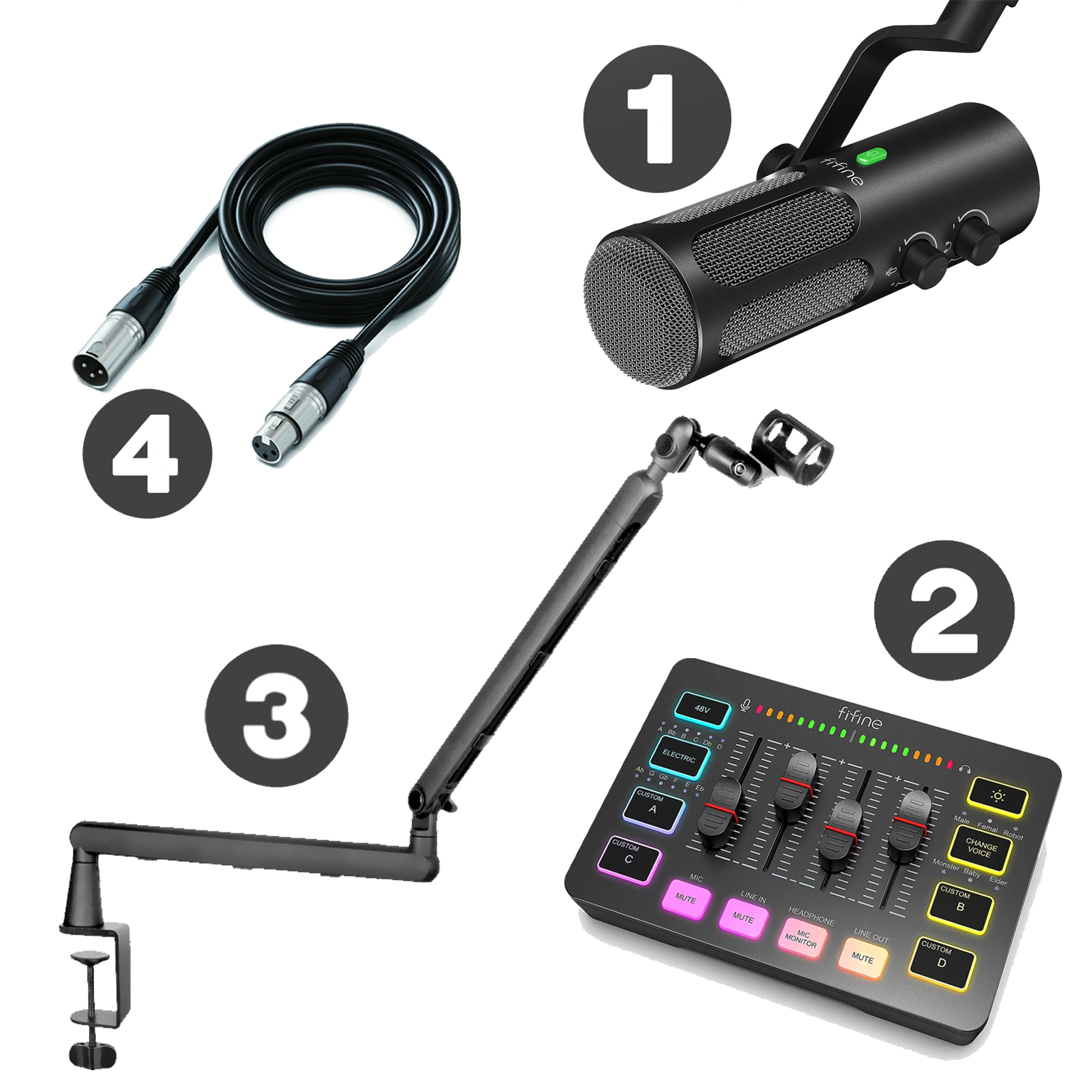 شحن فوري FIFINE Master Black Package (Tank 3+Mixer+Epic360 Stand+XLR Cable)