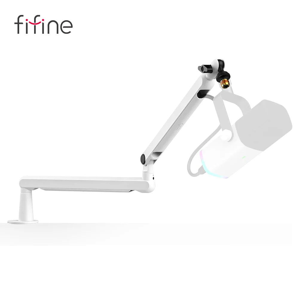 شحن فوري BM88 FIFINE (White+Black) Low-profile Boom Arm Microphone Stand
