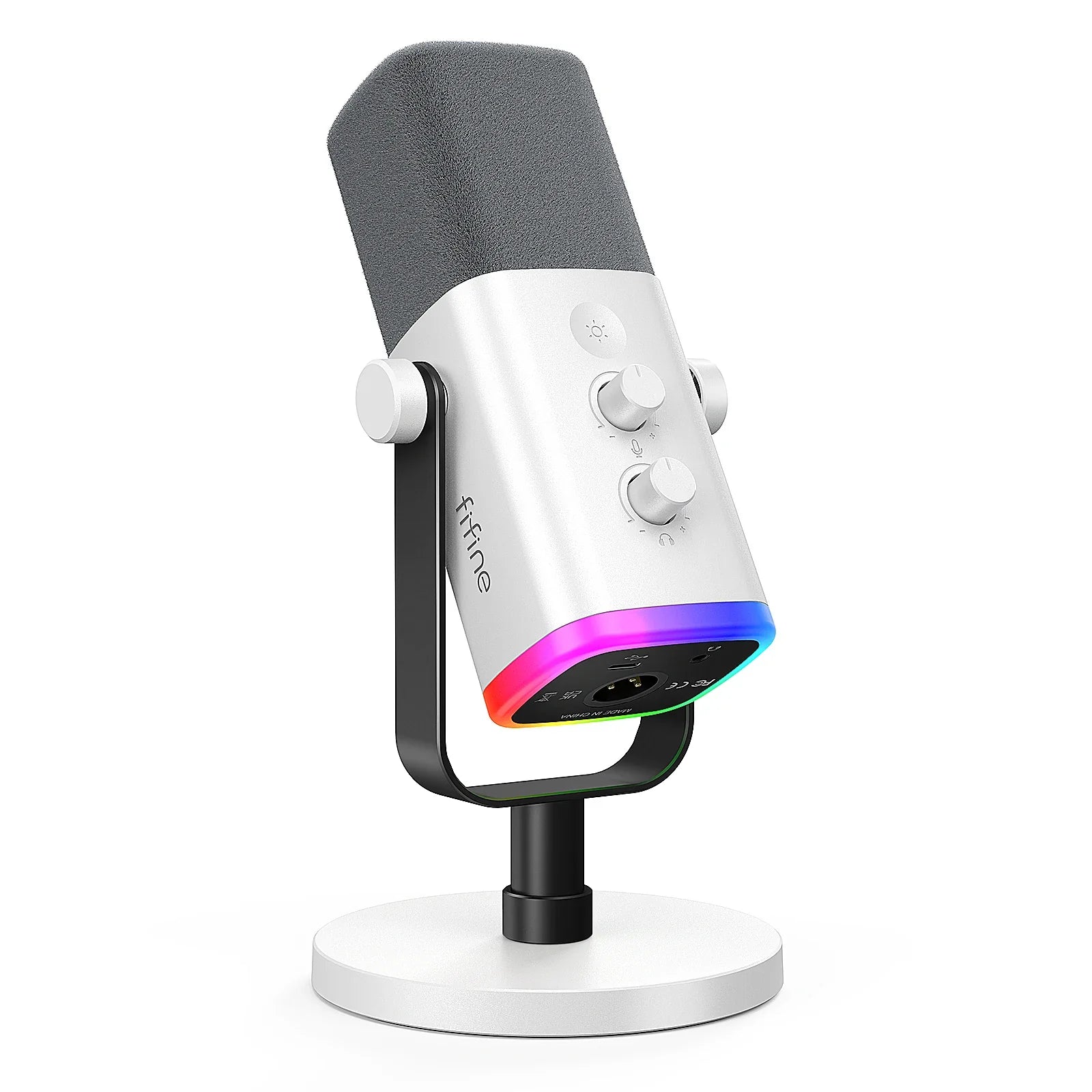 FIFINE Ultimate White Package (AM8 V2+SC8 Mixer+BM88 Stand+XLR Cable)