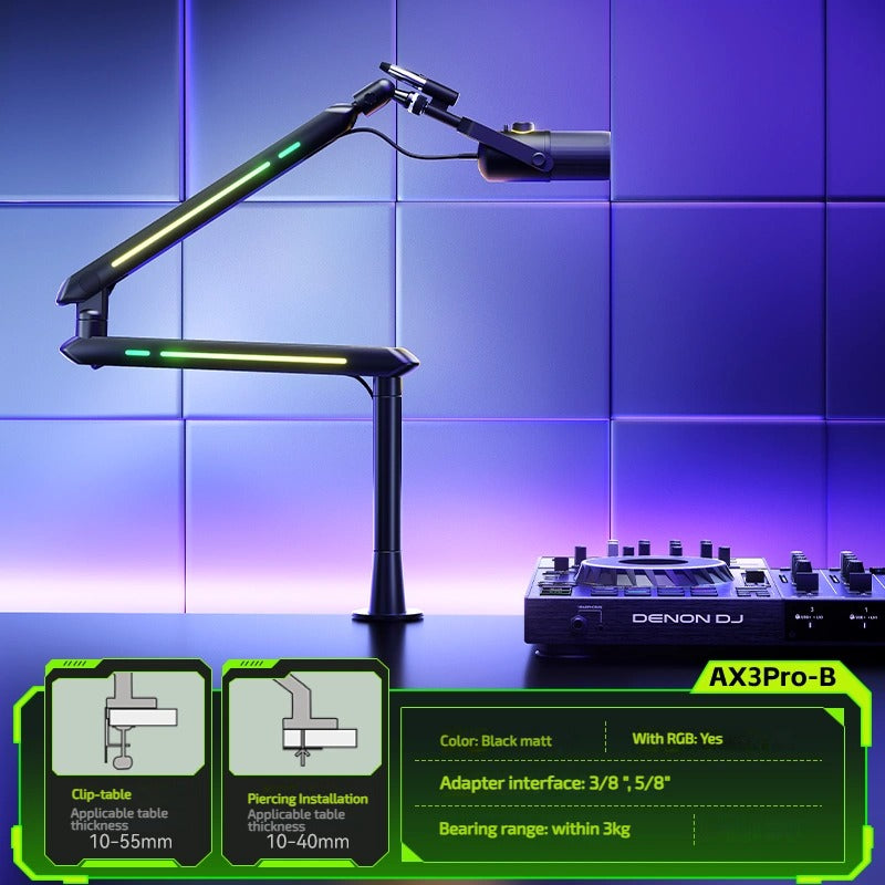 HUMANEX AX3 PRO Aluminum RGB Low Profile Mic Stand Black
