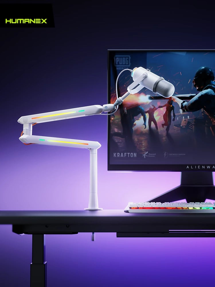 HUMANEX AX3 PRO Aluminum RGB Low Profile Mic Stand White