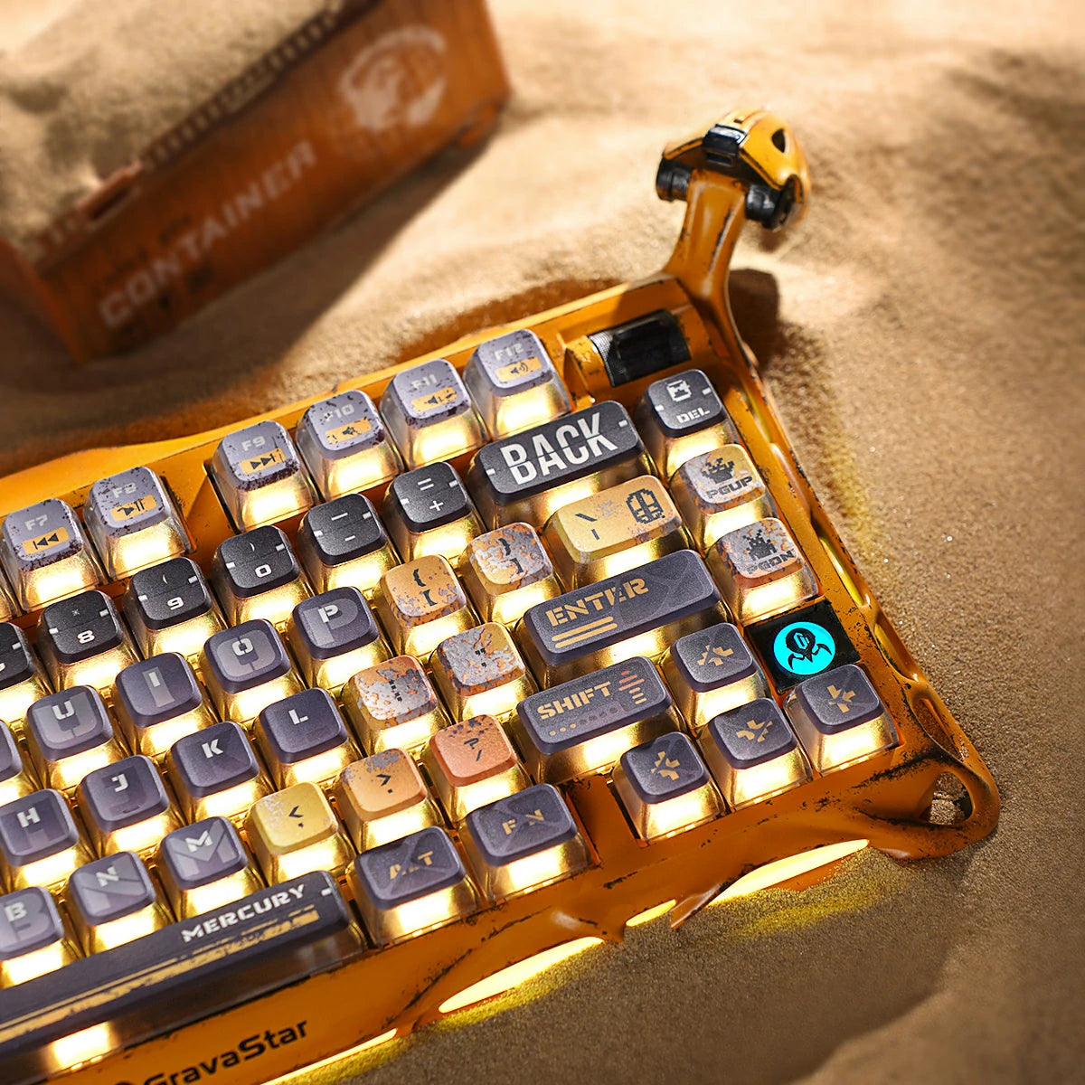 شحن مجاني Gravastar Mercury K1 Pro Battle-Worn Yellow Handcrafted Wireless Keyboard
