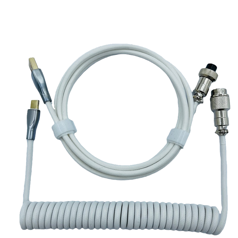 1.8M White Coiled Cable type C