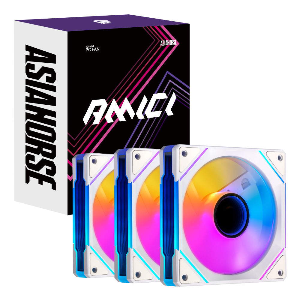 AsiaHorse AMICI-5GT PRO RGB PC Fans, Infinity Mirror ARGB Fans HDB Bearing Fan Speeds Up to 1800 RPM with 24 LED Lights, Forward Blade Fan Compatible Motherboard Aura SYNC