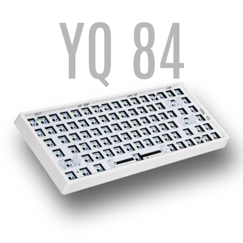 Mintcaps YQ 84 مجموعة لوحة المفاتيح الميكانيكية باللون الأبيض، اللاسلكية 84 مفتاحًا، إضاءة خلفية بيضاء قابلة للتبديل السريع