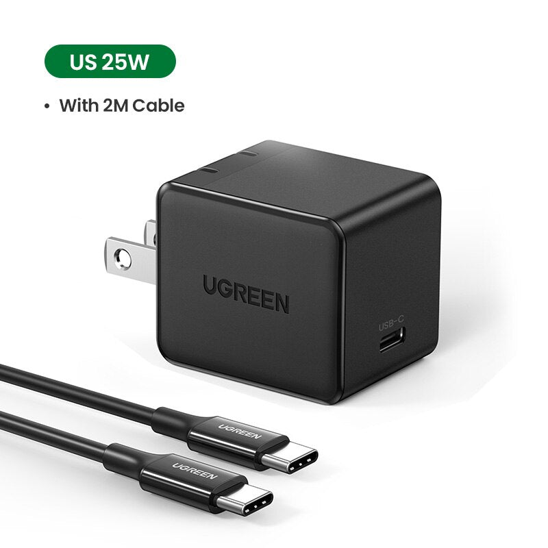 شاحن UGREEN USB C بقدرة 25 وات يدعم النوع C PD شحن سريع شاحن الهاتف المحمول لأجهزة سامسونج S20 S21 Ultra Xiaomi 10 Pro Tablet