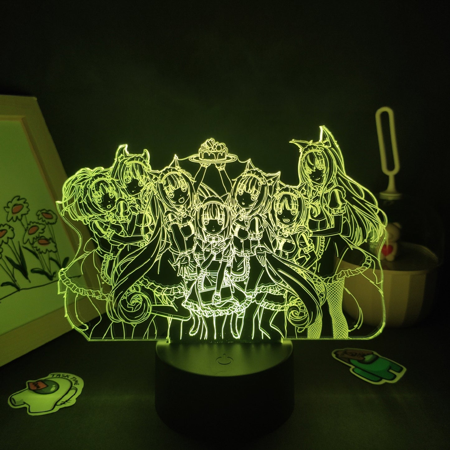 مجموعة شخصيات Nekopara إضاءة ليلية LED ثلاثية الأبعاد