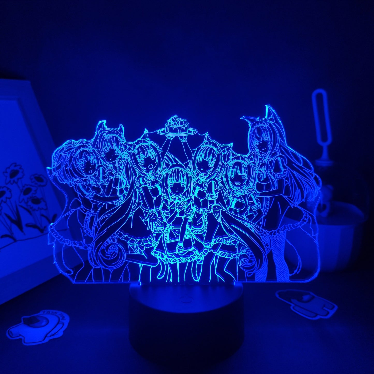 مجموعة شخصيات Nekopara إضاءة ليلية LED ثلاثية الأبعاد