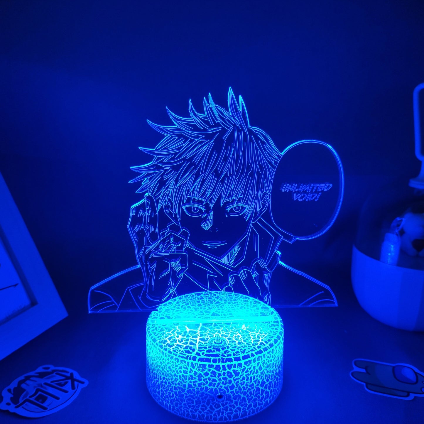 مصباح LED ثلاثي الأبعاد على شكل شخصية جوجوتسو كايسن ساتورو جوجو