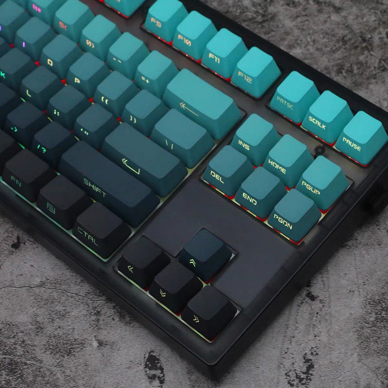 134 Key Backlit RGB Gradient Cyan PBT Keycaps OEM Profile Double-shot Keycaps