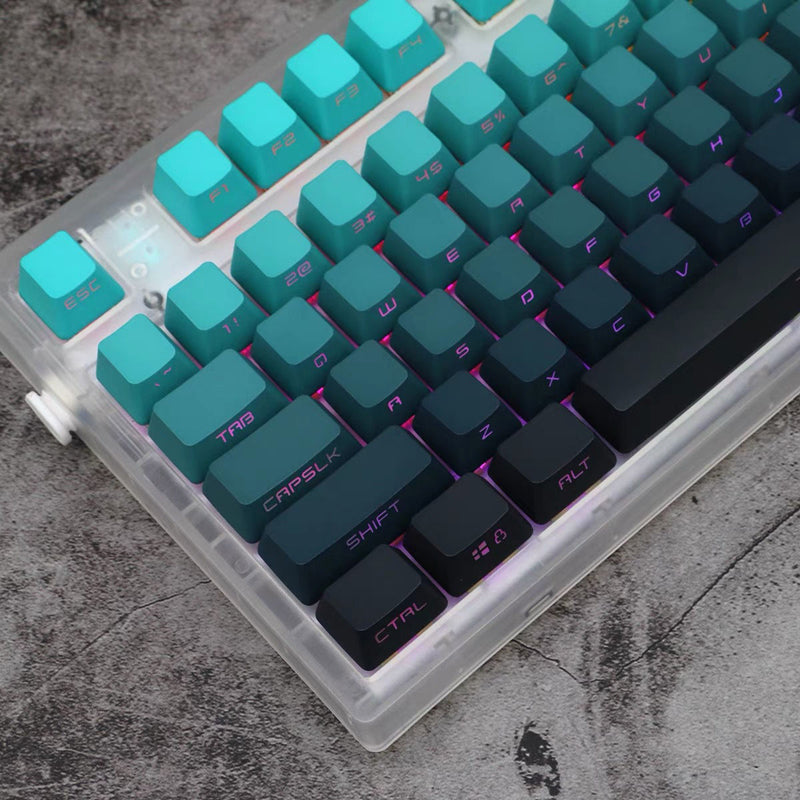 134 Key Backlit RGB Gradient Cyan PBT Keycaps OEM Profile Double-shot Keycaps