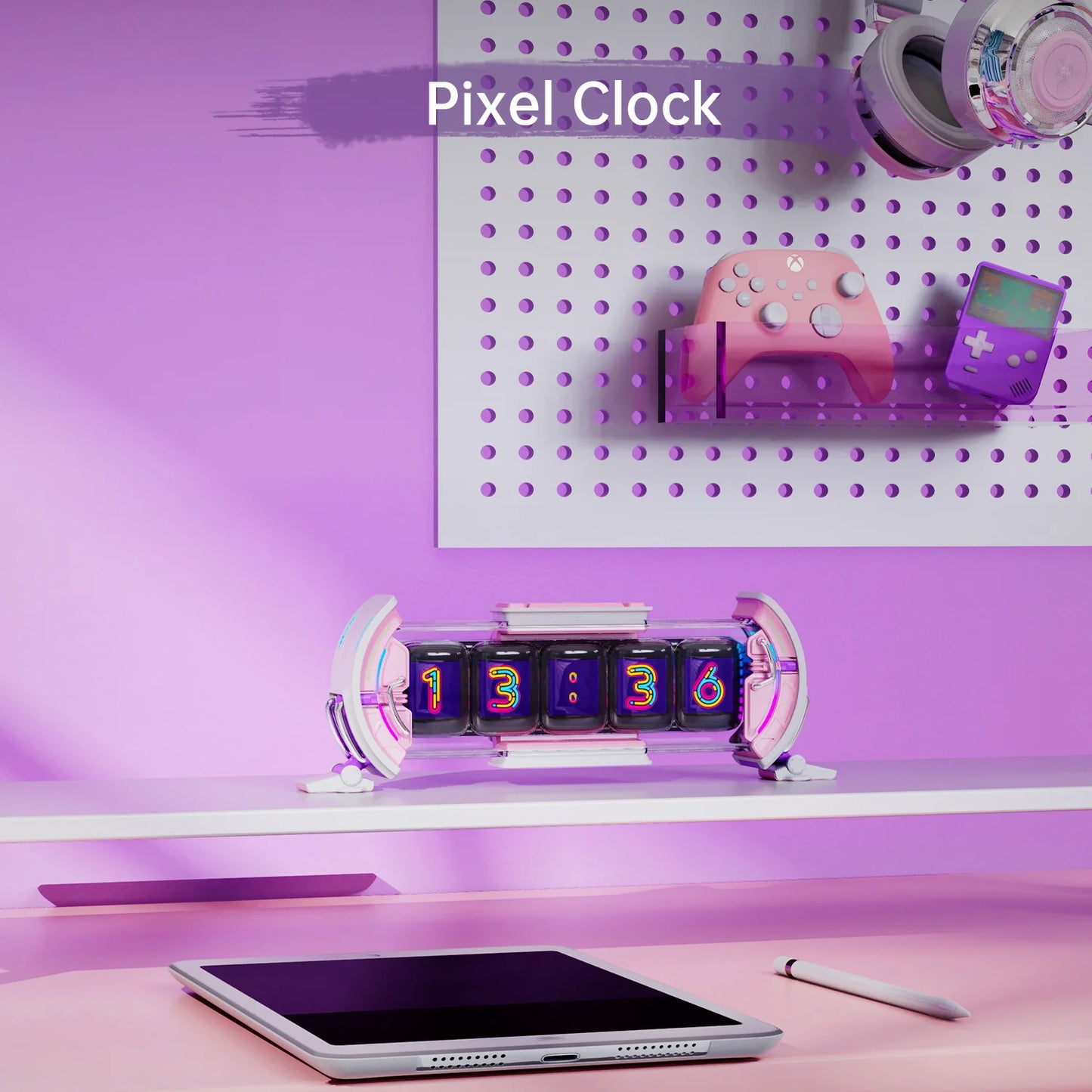 ساعة Divoom Times Gate Pixel Art الرقمية مع شاشة IPS 128*128 