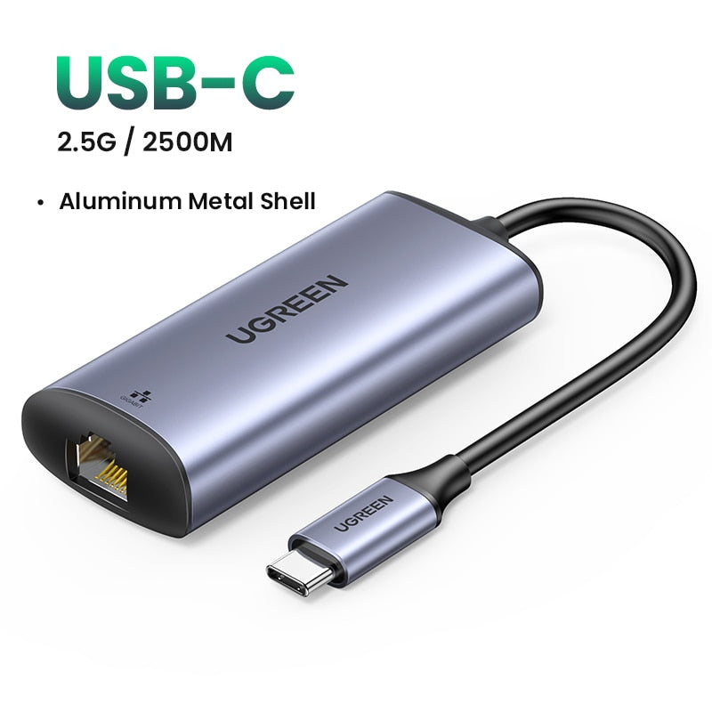 UGREEN 2.5G USB Ethernet Adapter 2500Mbps USB RJ45 Thunderbolt 3 Lan Type-C to 2.5 Gigabit for Laptop PC Notebook Network Card