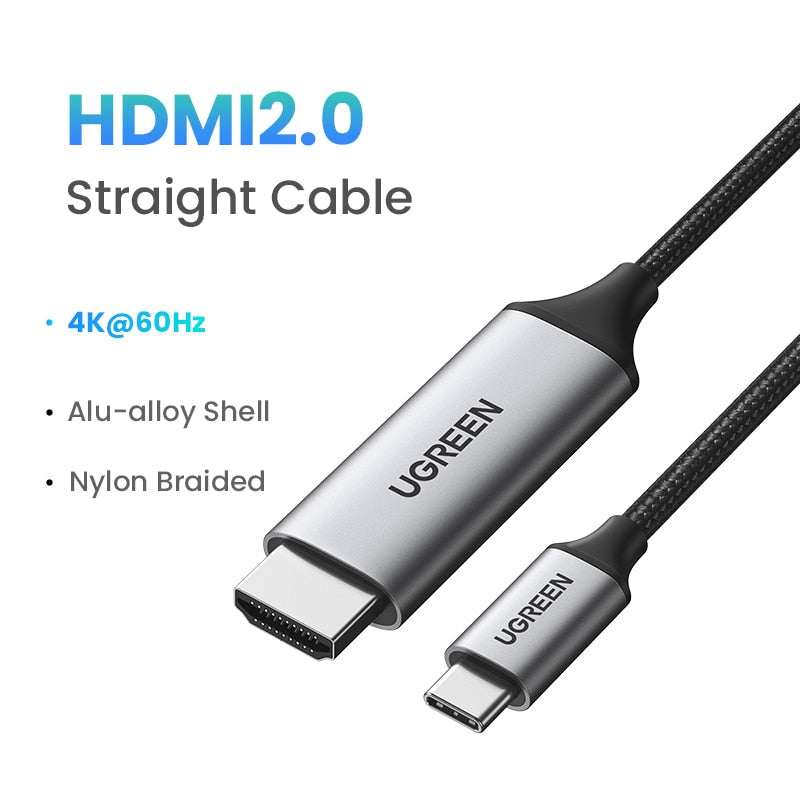 Ugreen USB C إلى HDMI كابل نوع C HDMI Thunderbolt 3 محول لماك بوك باد برو 2018 USB-C HDMI محول USB نوع C HDMI