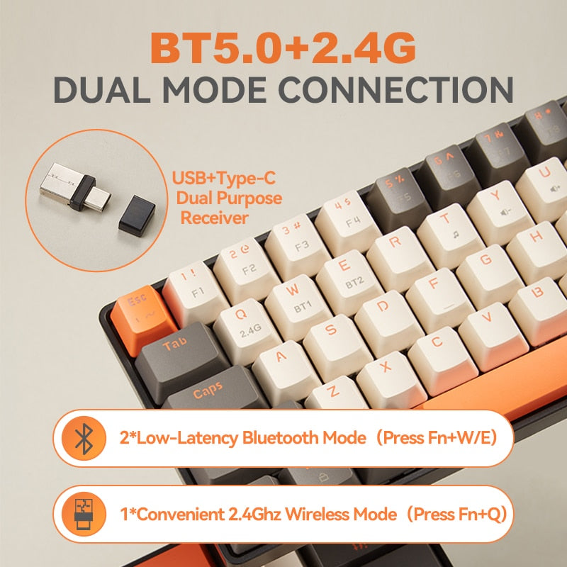 K68 Pro Keyboard Wireless 2.4G/BT5.0 Mini Gaming Keyboard