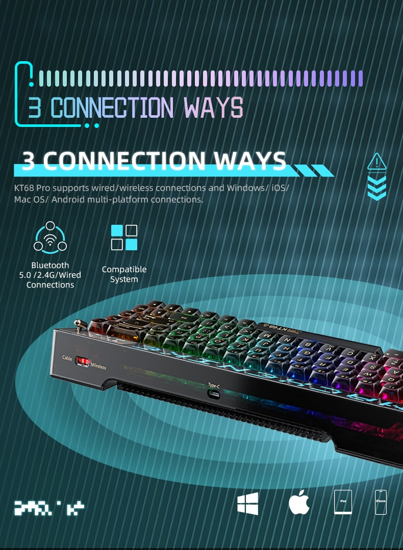 3個 Smart Keyboard Machenike KT68 Pro Smart Screen Mechanical Keyboard – EL3BS7