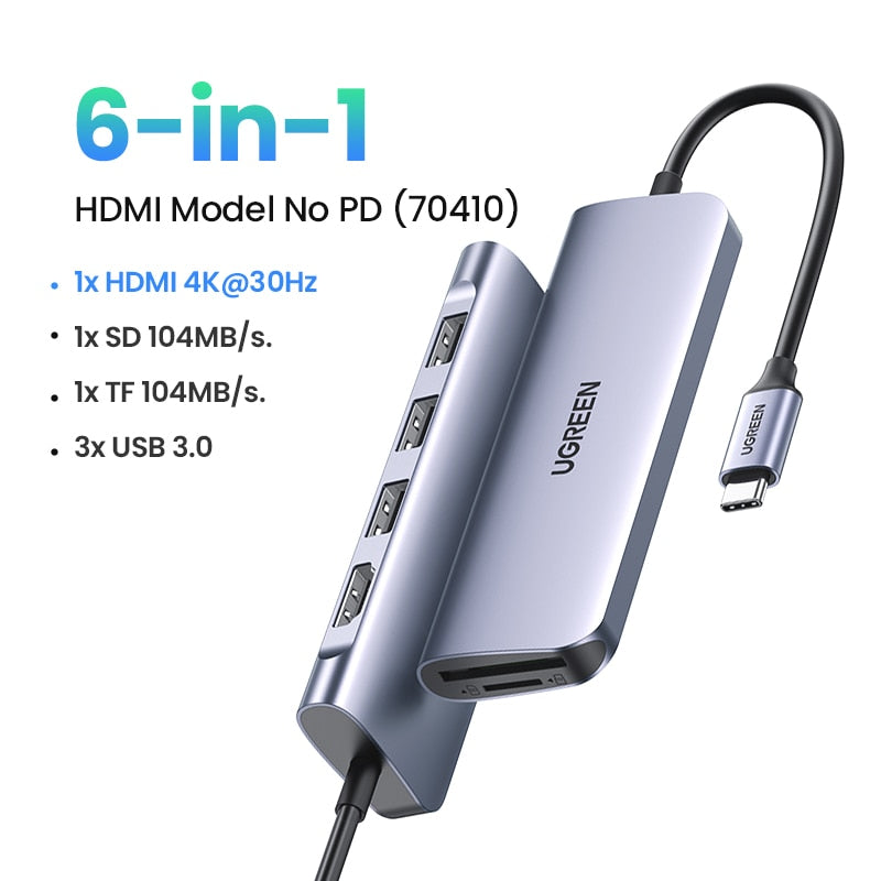 UGREEN USB C HUB 4K Type C إلى HDMI RJ45 USB 3.0 PD 100W SD TF محول لأجهزة MacBook Pro Air iPad Pro M1 M2 PC ملحقات USB HUB
