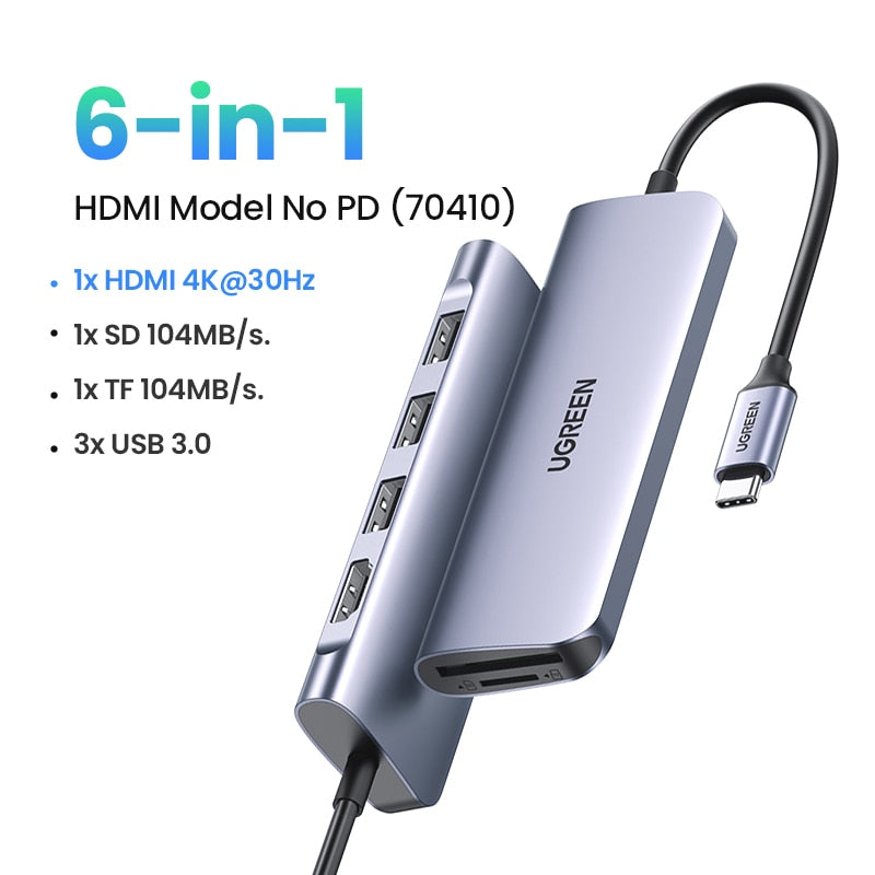 UGREEN USB C HUB 4K Type C to HDMI RJ45 USB 3.0 PD 100W SD TF Adapter For MacBook Pro Air iPad Pro M1 M2 PC Accessories USB HUB