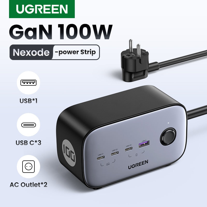 【New-in Sale】UGREEN 100W Desktop Charger Power Strip Charging Station Fast Charger For Laptop Macbook iPhone 14 13 Phone Charger