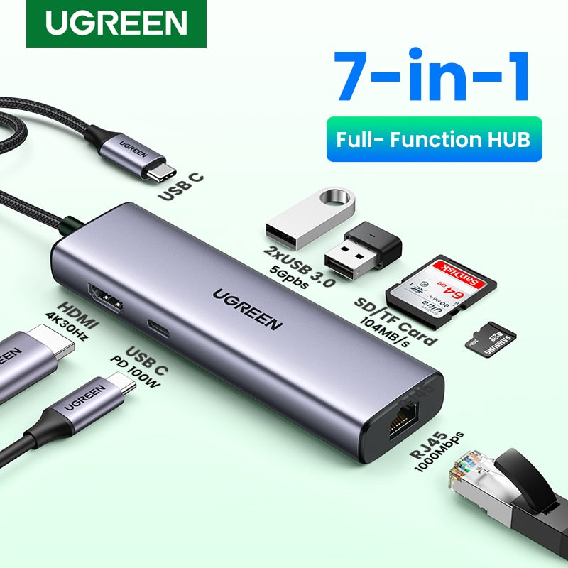 UGREEN USB C HUB 4K Type C to HDMI RJ45 USB 3.0 PD 100W SD TF Adapter For MacBook Pro Air iPad Pro M1 M2 PC Accessories USB HUB