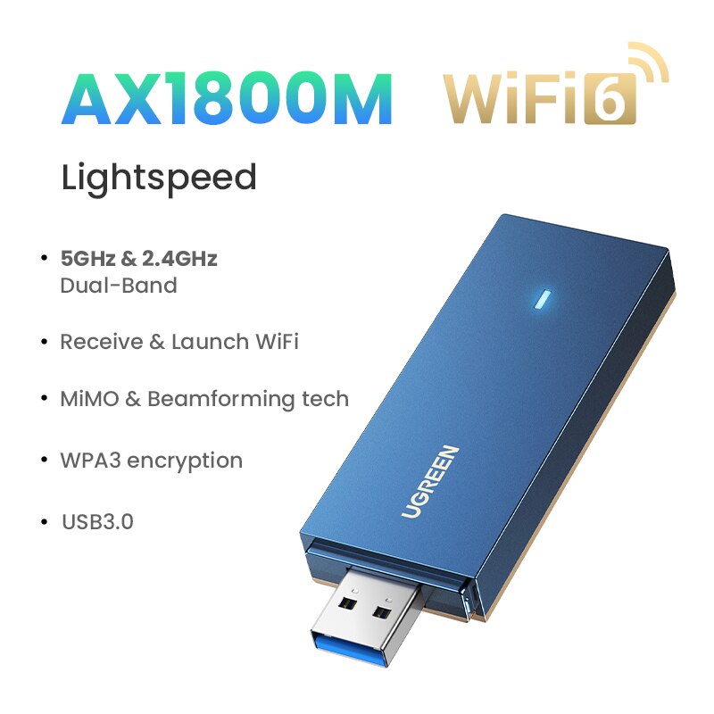 UGREEN WiFi Adapter AC650/AC1300 5G&amp;2.4G 6dBi Antenna WiFi USB for PC Computer Windows USB Ethernet Network Card WiFi Dongle
