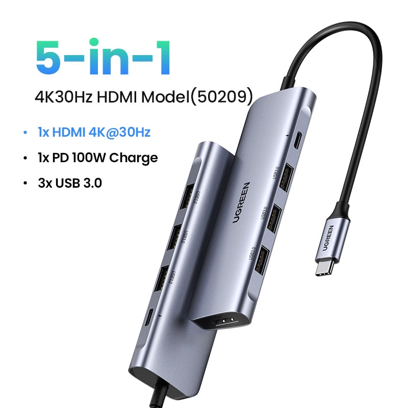 UGREEN USB C HUB 4K Type C إلى HDMI RJ45 USB 3.0 PD 100W SD TF محول لأجهزة MacBook Pro Air iPad Pro M1 M2 PC ملحقات USB HUB