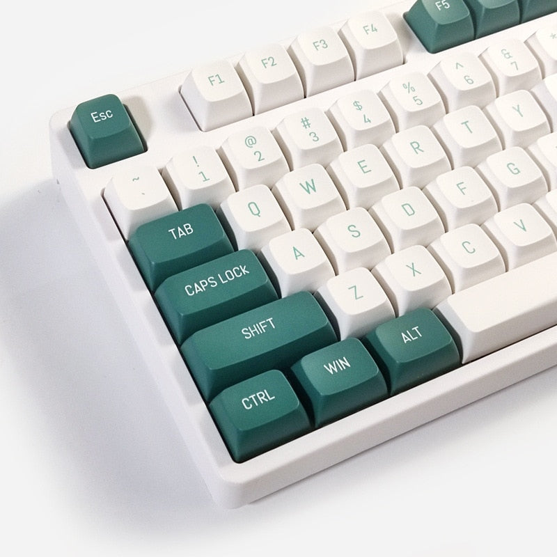 Green White PBT Keycaps CSA Profile Double Shot