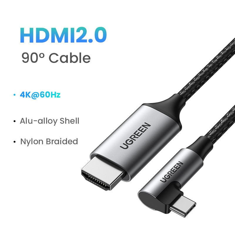 Ugreen USB C إلى HDMI كابل نوع C HDMI Thunderbolt 3 محول لماك بوك باد برو 2018 USB-C HDMI محول USB نوع C HDMI