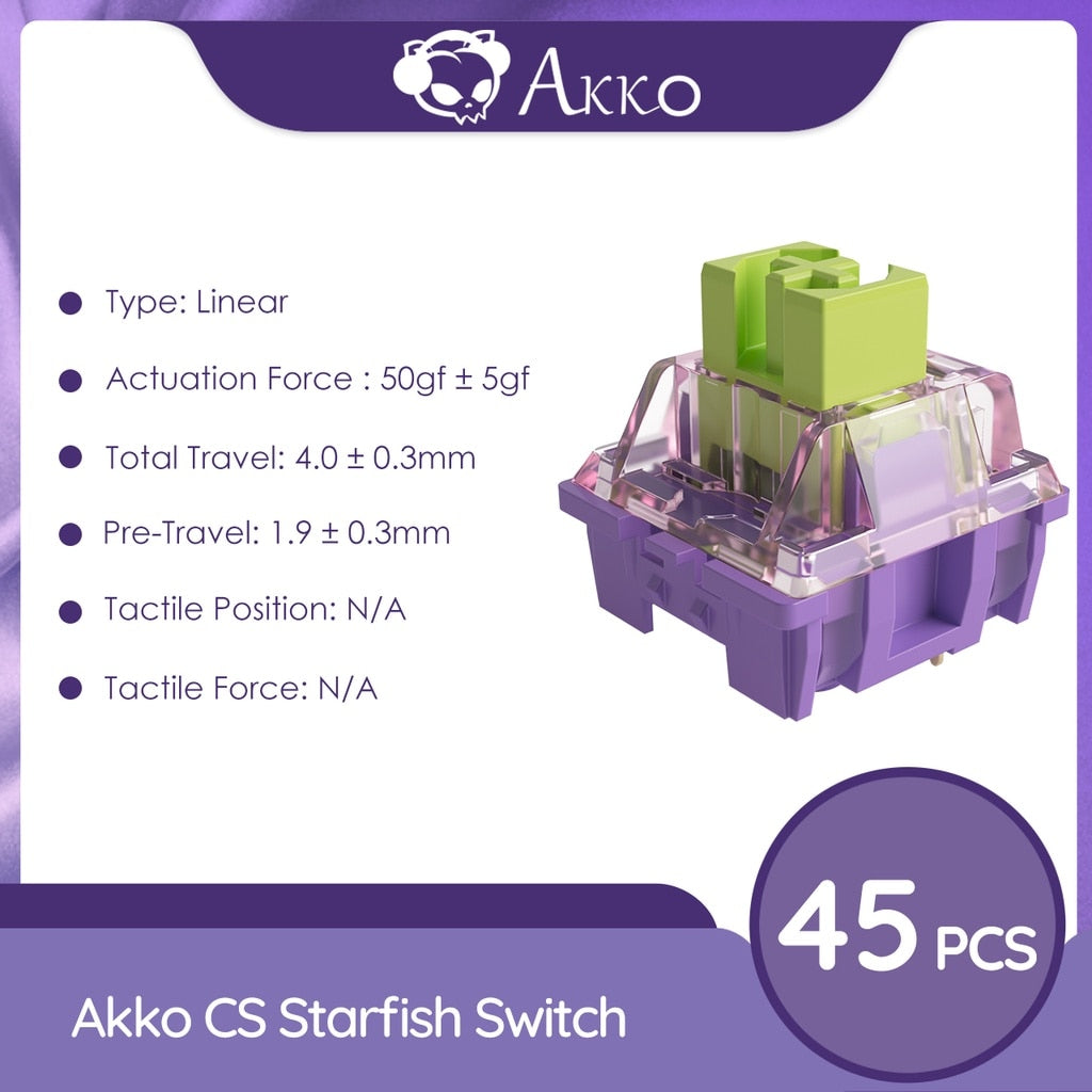 Akko CS Starfish Switches 3 Pin 50gf Linear Switch with Dustproof Stem Compatible with MX Mechanical Keyboard (45 pcs)