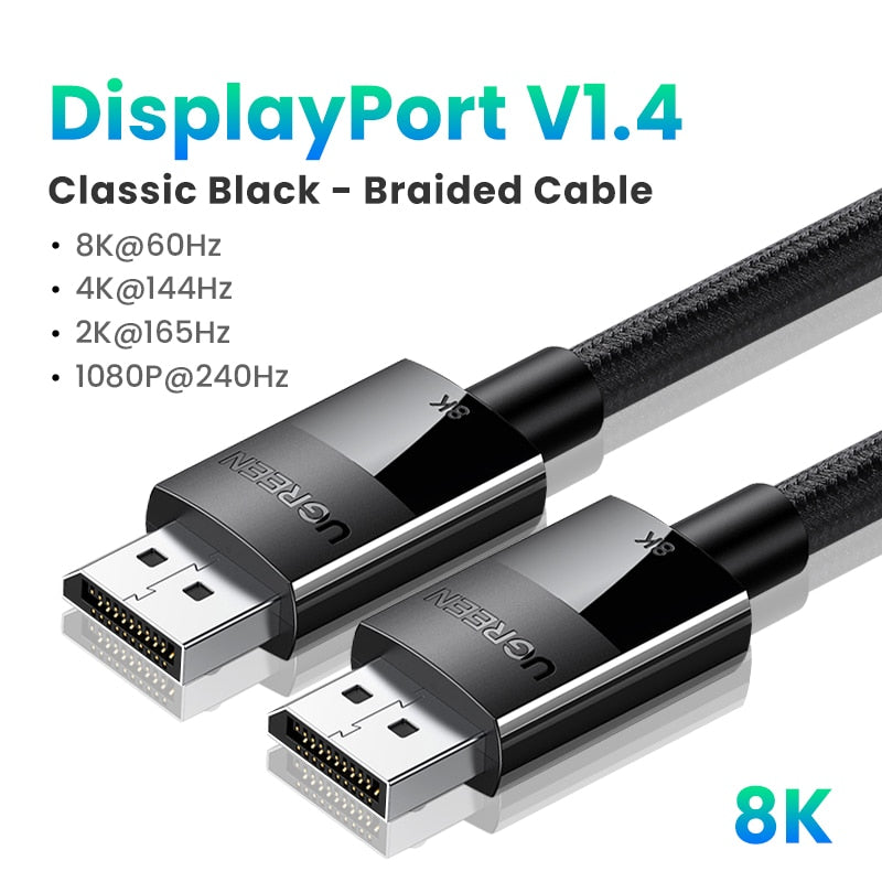 UGREEN 16K Displayport Cable DP2.1 8K 4K144Hz Video Audio Cable for Xiaomi TV Box PC Laptop Monitor Game DP Cable Display Port