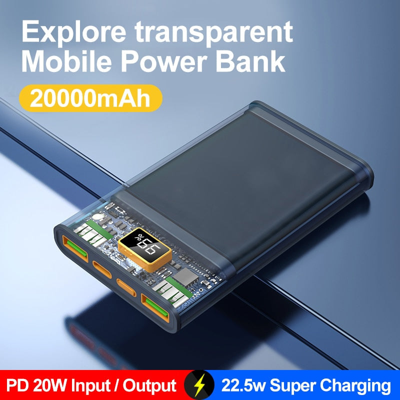 20000mah Transparent PD20w Power Bank