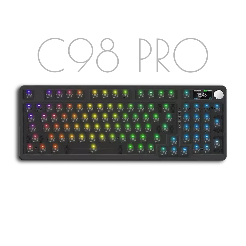 لوحة مفاتيح ميكانيكية CXTECH C98PRO (مجموعة) لاسلكية RGB مع شاشة قابلة للبرمجة ومقبض 98 مفتاحًا 