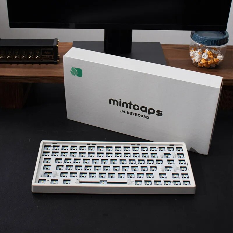 Mintcaps YQ 84 Mechanical Keyboard Kit White Wireless 84-Keys Hot-Swappable White Backlight