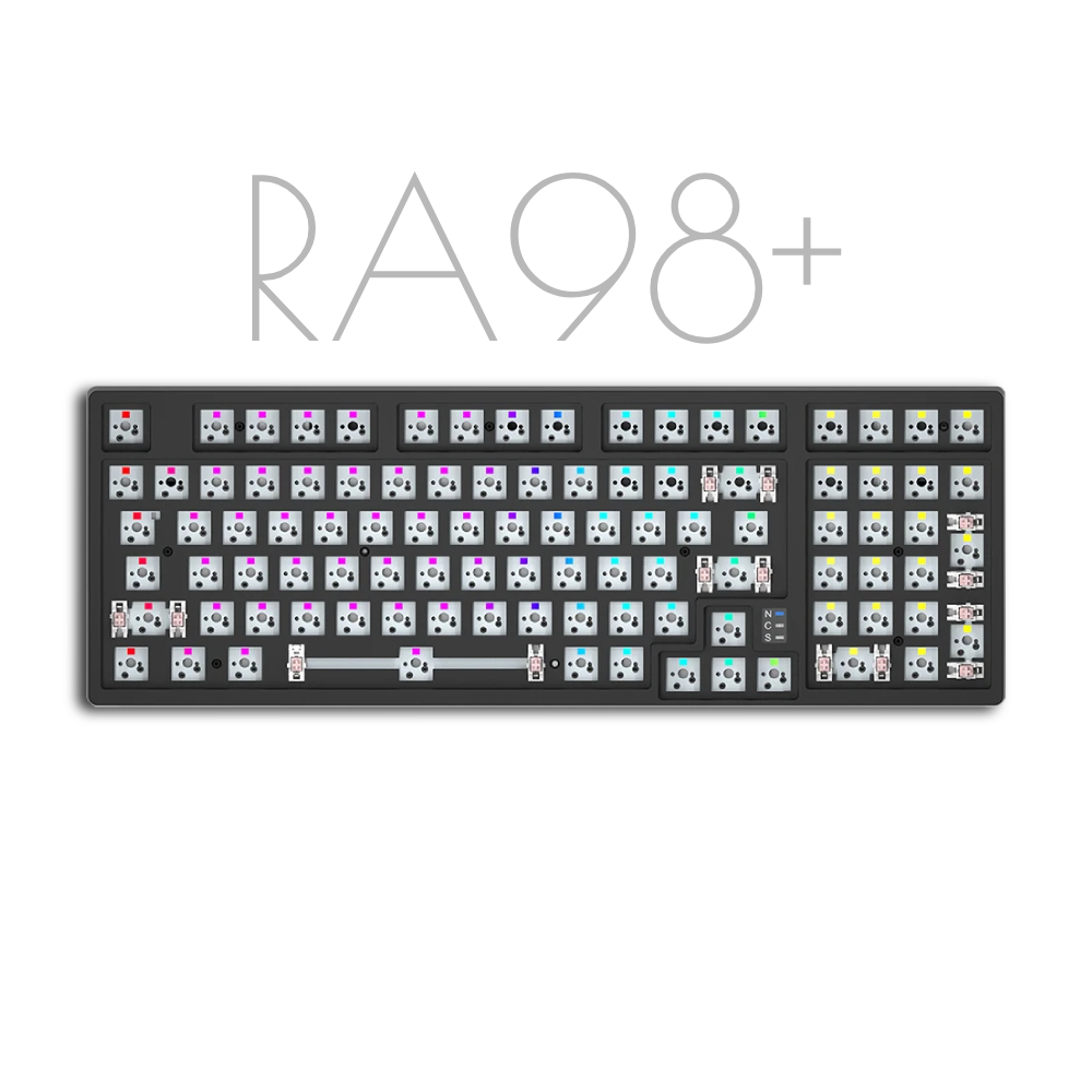مجموعة لوحة المفاتيح الميكانيكية Readson RA98 + 98% حشية بلوتوث 2.4G لاسلكية قابلة للتبديل الساخن بإضاءة خلفية RGB لتقوم بها بنفسك لوحة مفاتيح هيكلية ذات 3 أوضاع