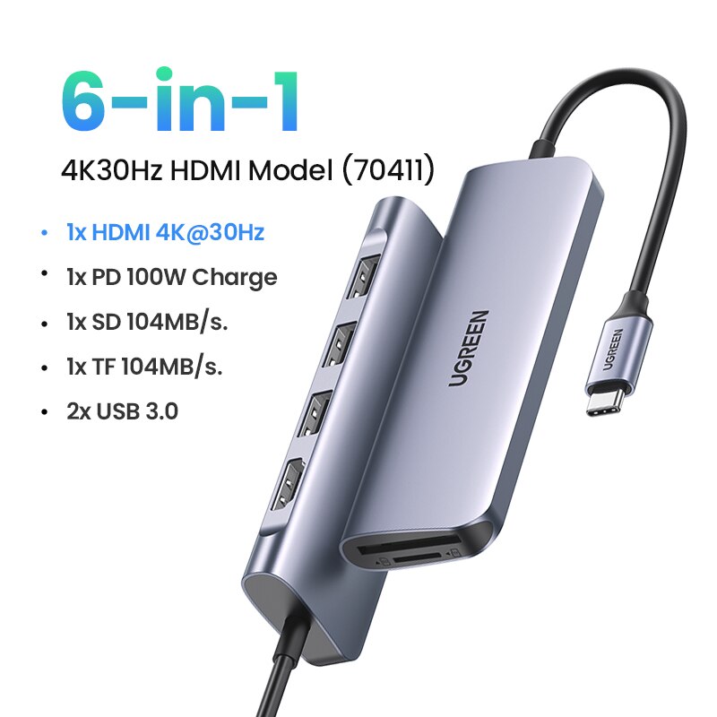 UGREEN USB C HUB 4K Type C to HDMI RJ45 USB 3.0 PD 100W SD TF Adapter For MacBook Pro Air iPad Pro M1 M2 PC Accessories USB HUB