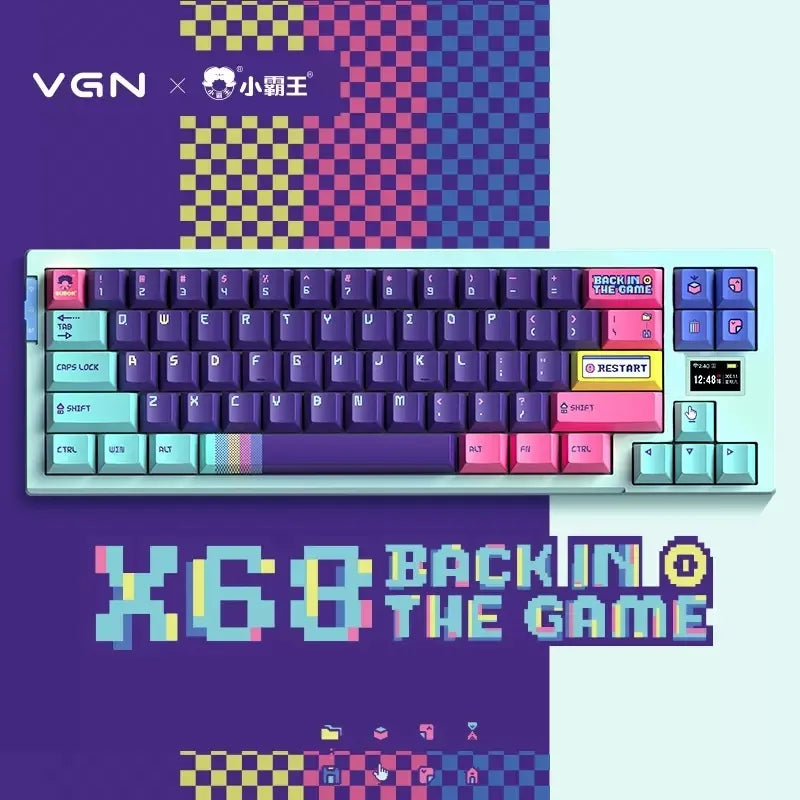 إصدار محدود من لوحة المفاتيح المخصصة ثلاثية الأوضاع VGN X68 Mini Hot Swap RGB ذات الإضاءة الخلفية