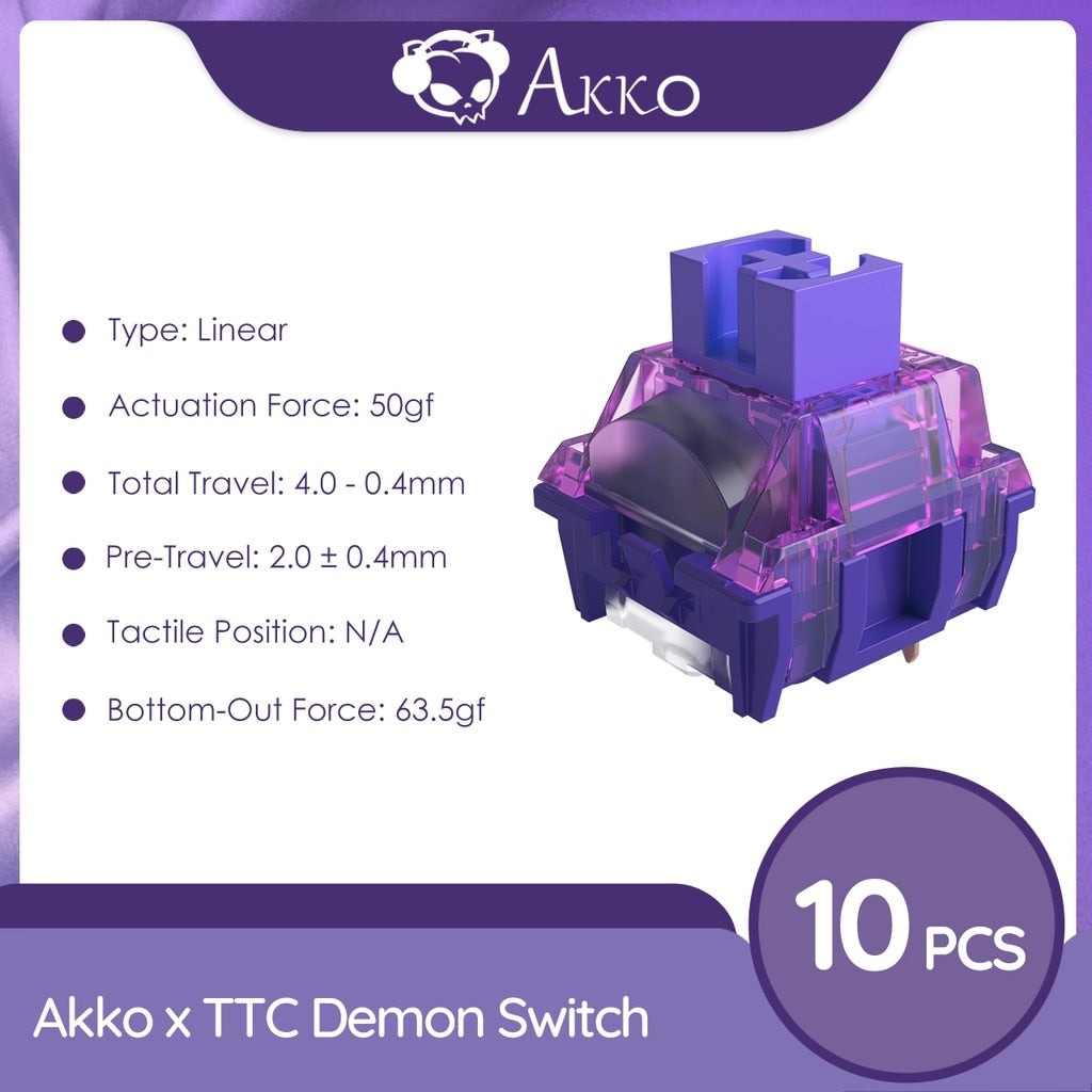 Akko x TTC مفاتيح شيطان/مفتاح الأميرة 3 دبابيس قابلة للتبديل الساخن مخصصة لتقوم بها بنفسك للوحة المفاتيح الميكانيكية 10 قطعة 