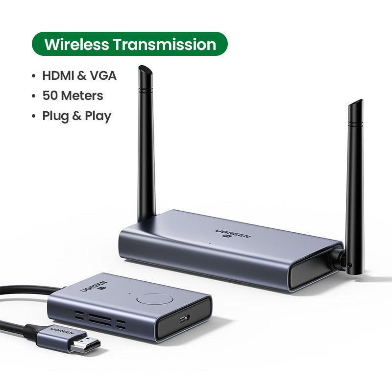 【جديد في】مجموعة جهاز إرسال واستقبال موسع HDMI اللاسلكي من UGREEN 5G 50M دونجل عرض لشاشة التلفزيون PC PS5/4