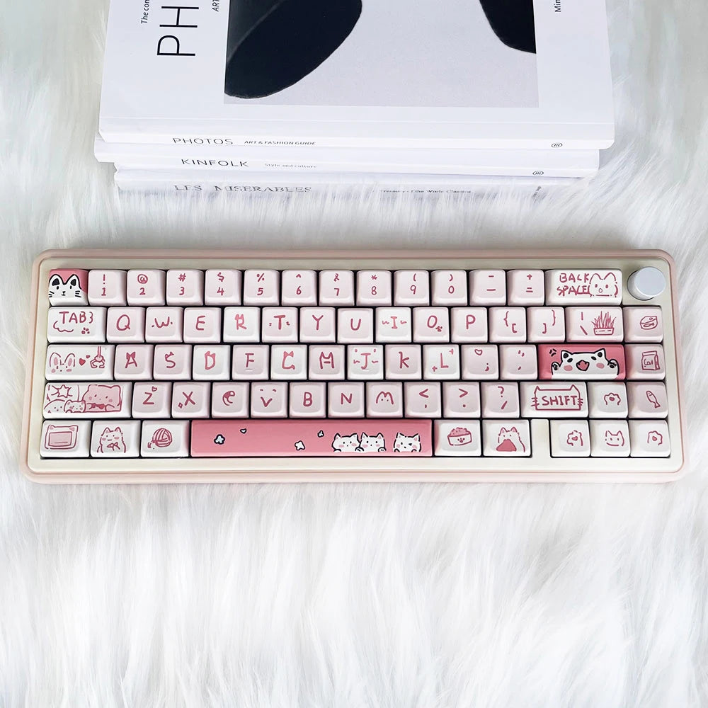أغطية مفاتيح Pink Cat MDA PBT 