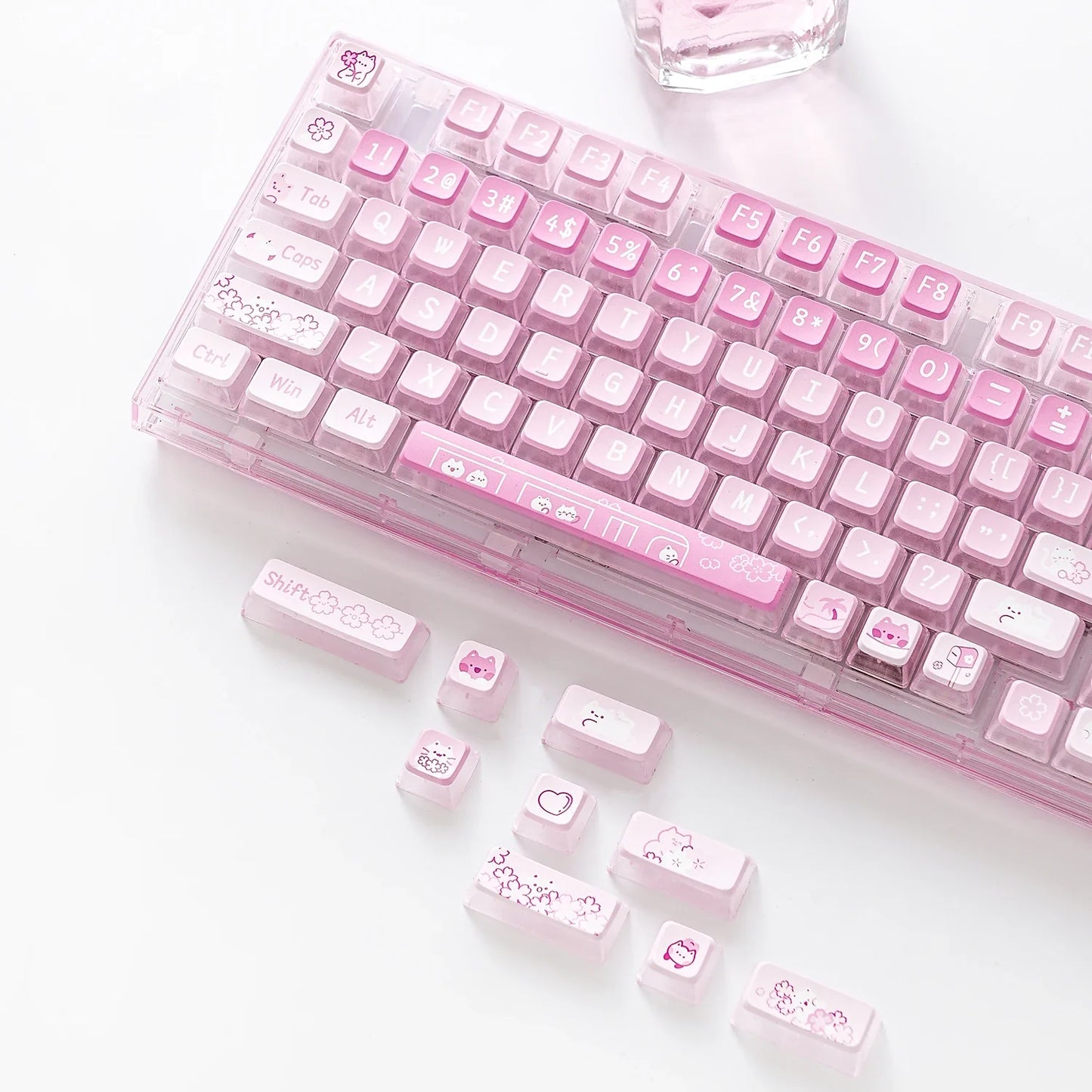 YUNZII Sakura Kitty 120 Keys Dye Sub PBT and Translucent Keycaps