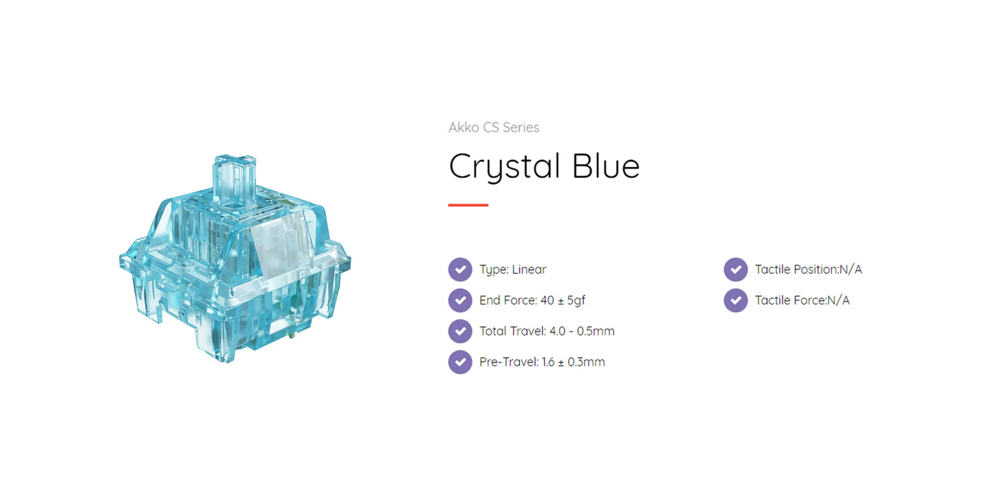 Akko CS كريستال مفتاح ميكانيكي خطي أزرق 