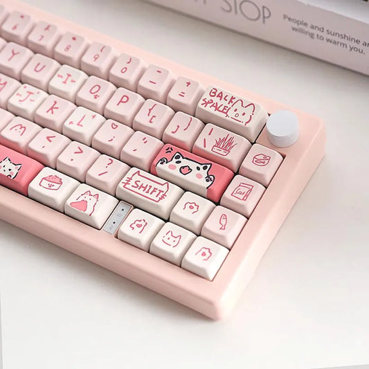 Pink Cat MDA PBT Keycaps