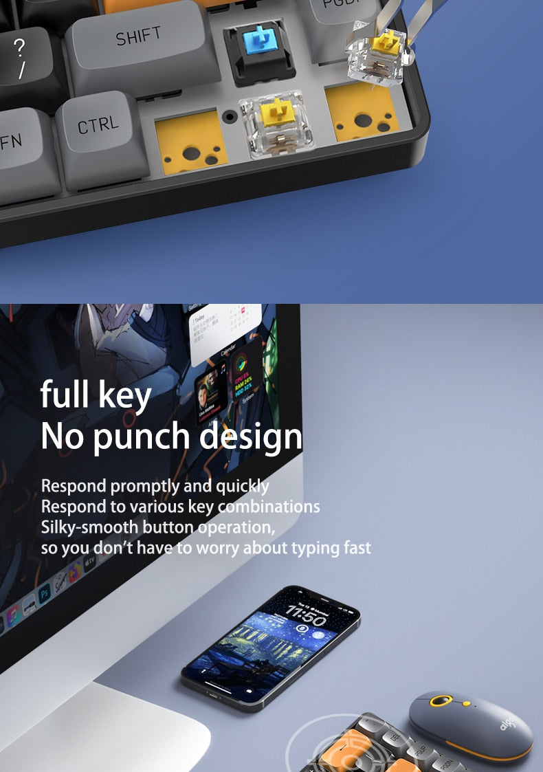 Aigo A68 Bluetooth Mechanical Keyboard Tri-Mode