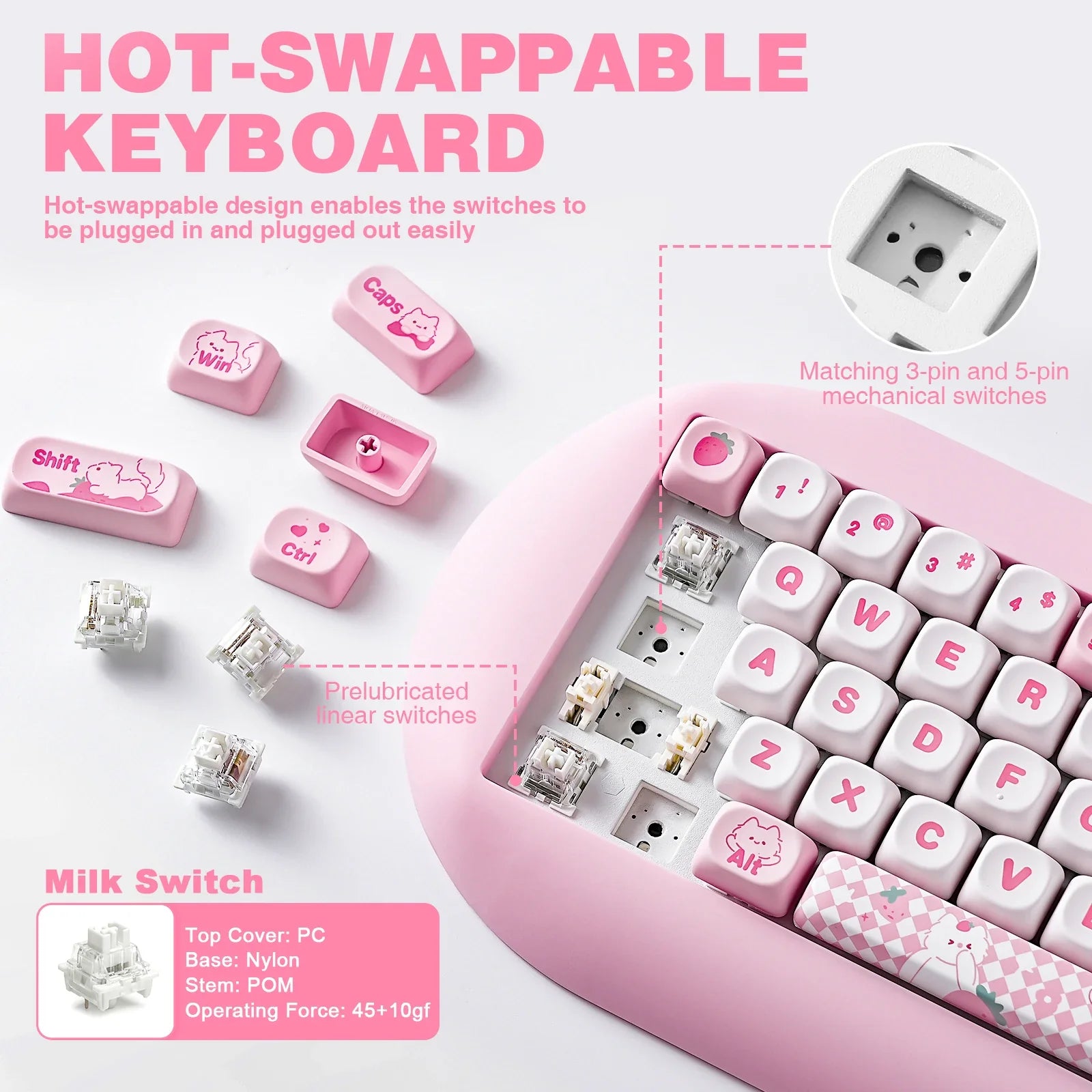 YUNZII C68 65% Hi-Fi Silicone Hot Swap Wireless RGB Mechanical Keyboard