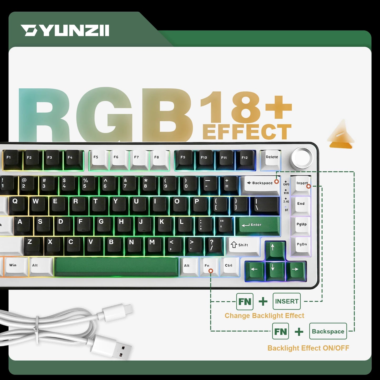 YUNZII B75 PRO Wireless Creamy Gaming Keyboard