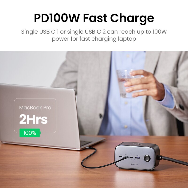 【New-in Sale】UGREEN 100W Desktop Charger Power Strip Charging Station Fast Charger For Laptop Macbook iPhone 14 13 Phone Charger